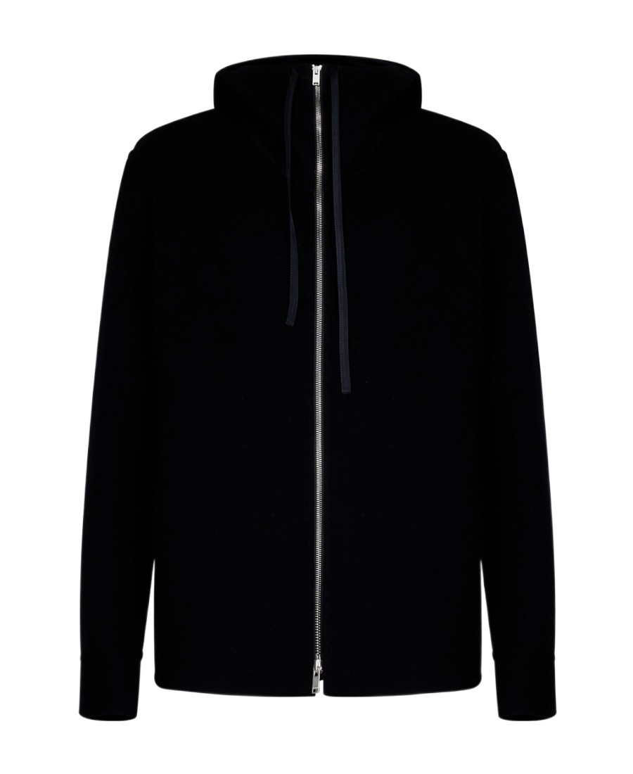 Jil Sander Zip-up Cashmere Hooded Jacket In Black