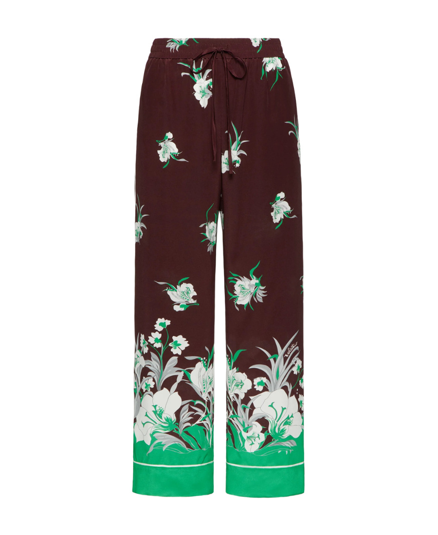 Valentino Floral Pattern Palazzo Trousers In Brown
