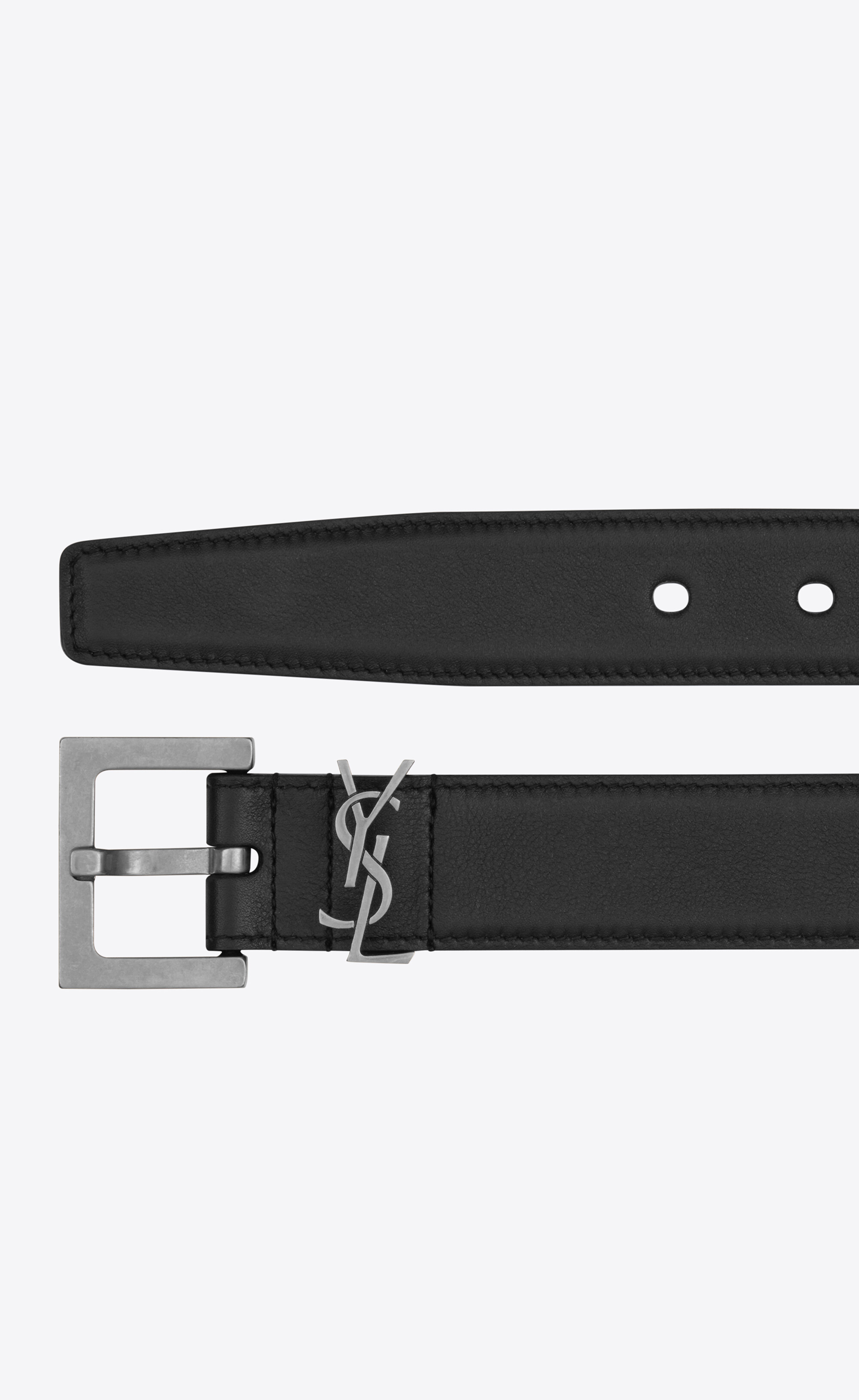Saint Laurent Monogram Square-buckle Belt In Black