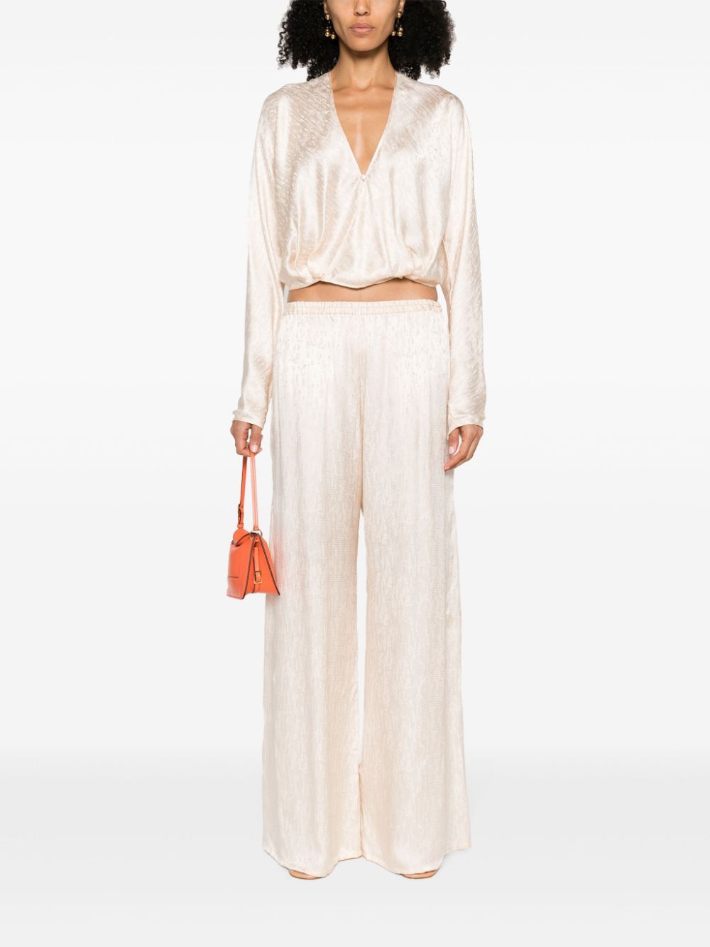 Shop Forte Forte Long-sleeved V-neck Blouse In White
