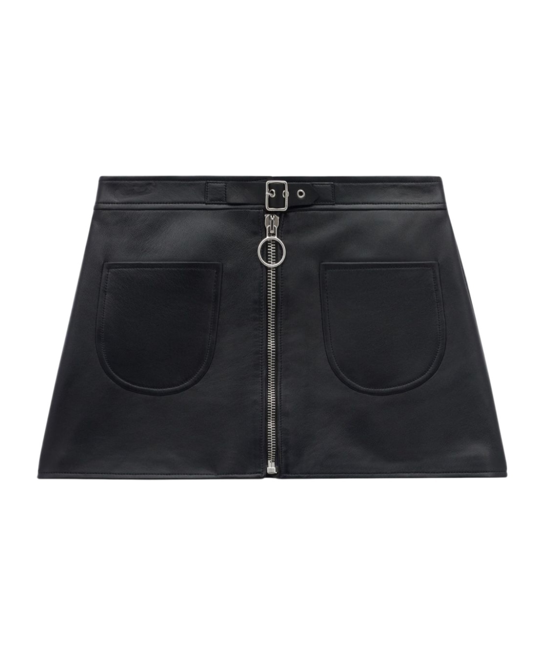 COURRÈGES ZIP-UP LEATHER MINISKIRT 