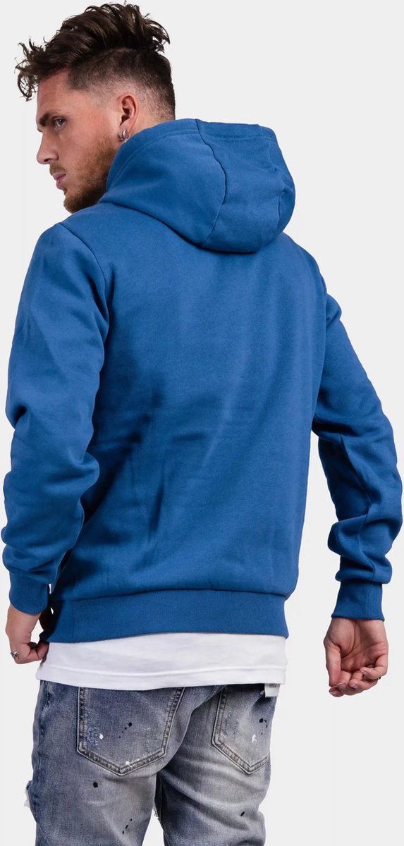 Ea7 Logo Hooded Sweater In Blue