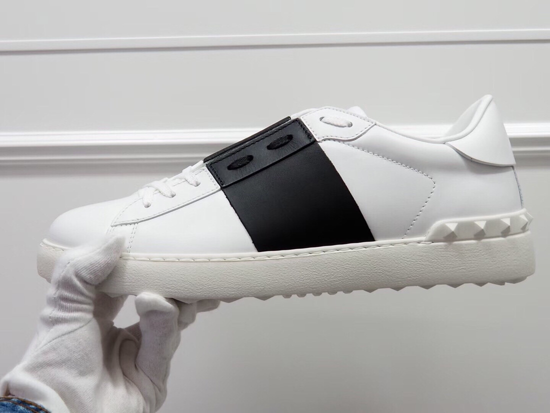 Valentino Open Sneaker With Contrasting Panel And Studded Heel In White