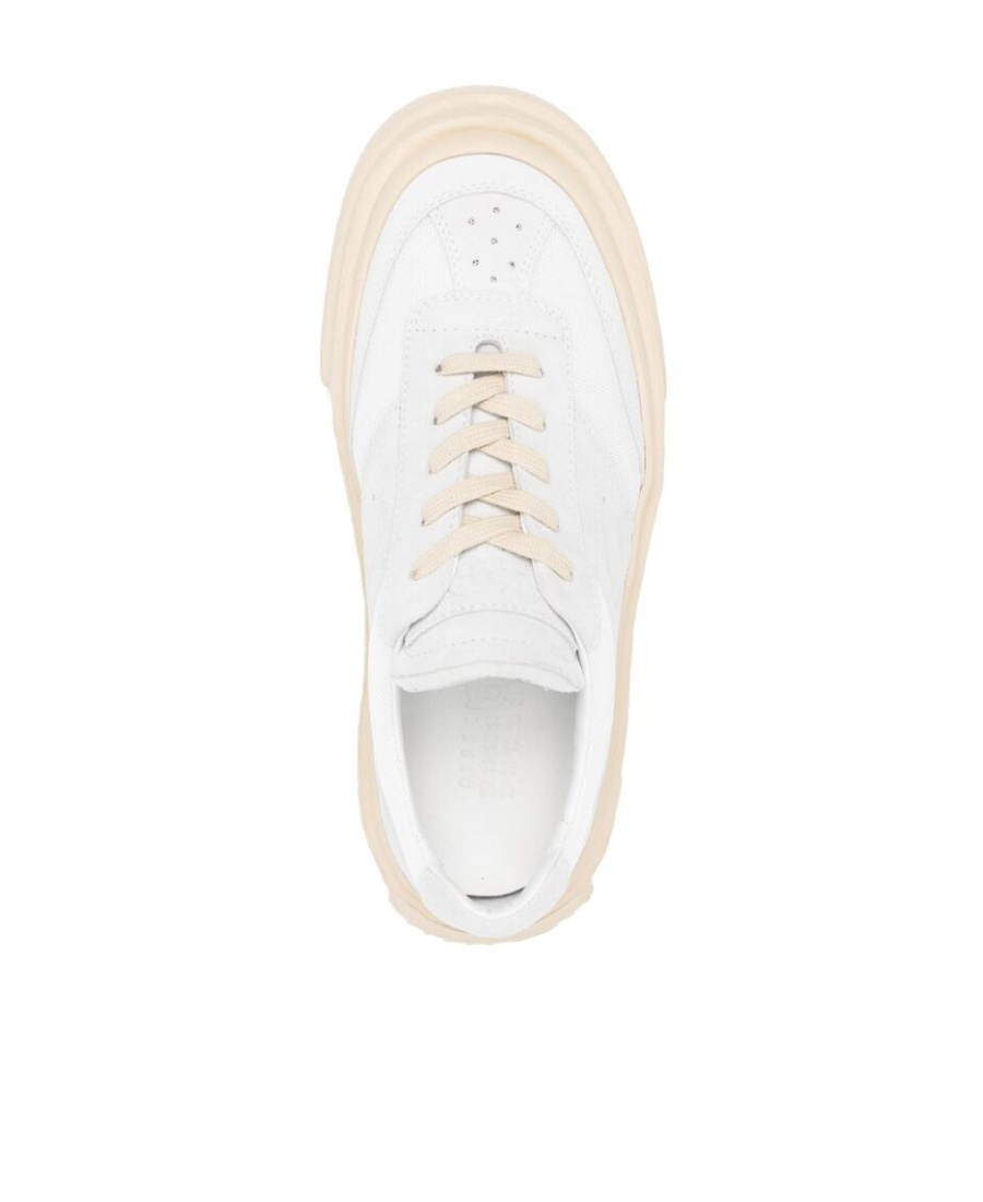 Shop Mm6 Maison Margiela Numbers-motif Leather Sneakers In White