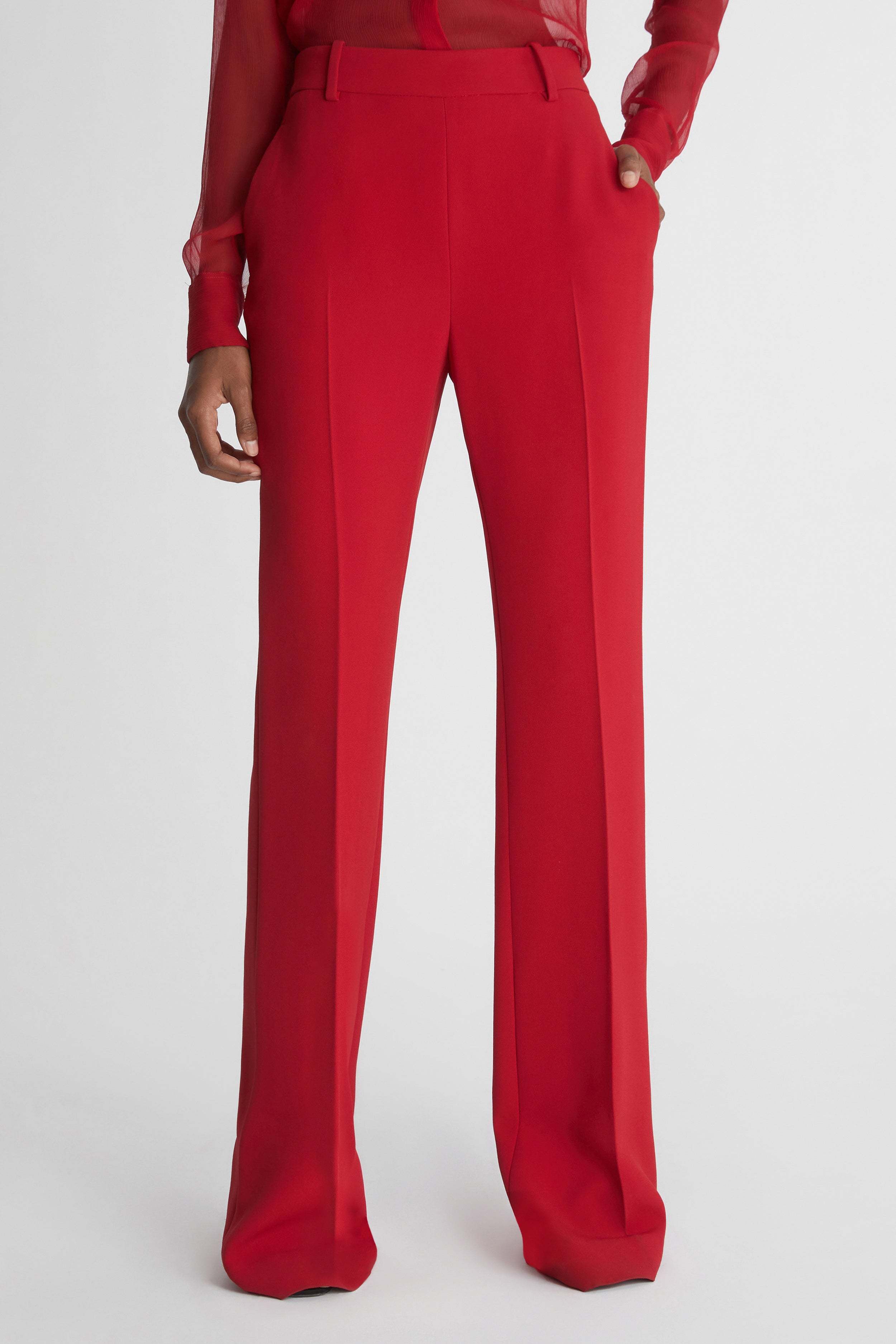Ermanno Scervino High Waist Flared Trousers In Red