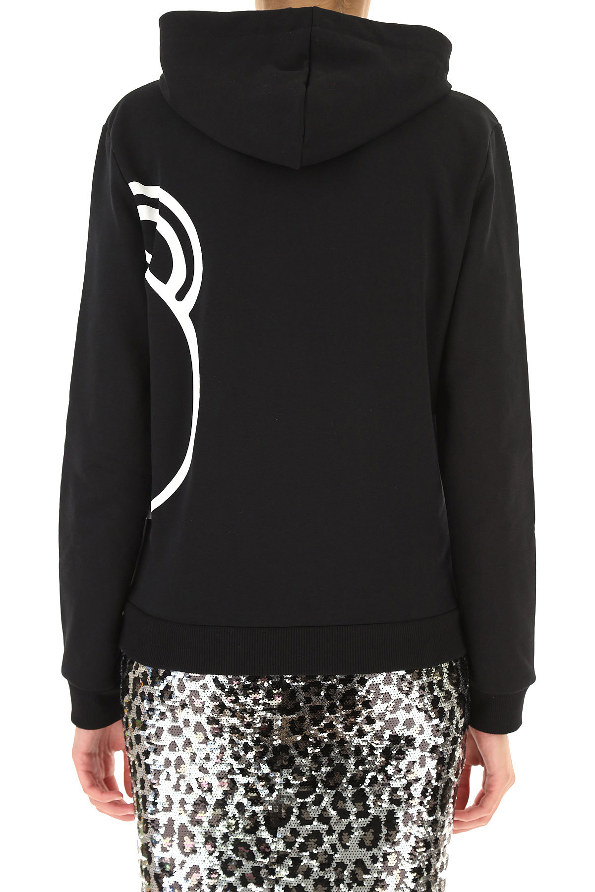 Moschino Printed Hooded Sweater In Black