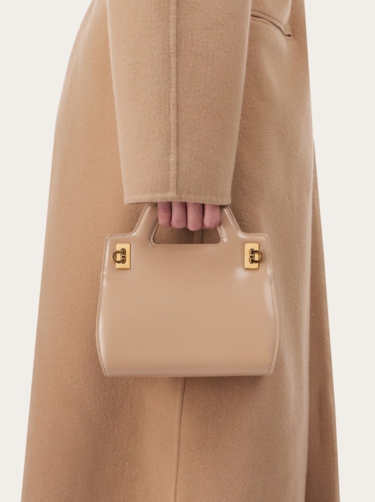 Ferragamo Beige Wanda Mini Satchel Bag In Nude