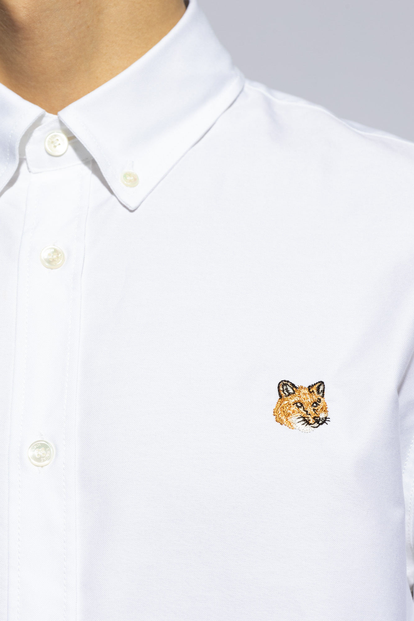 Maison Kitsuné Mini Fox Head Classic Shirt And Blouse Light Blue In White