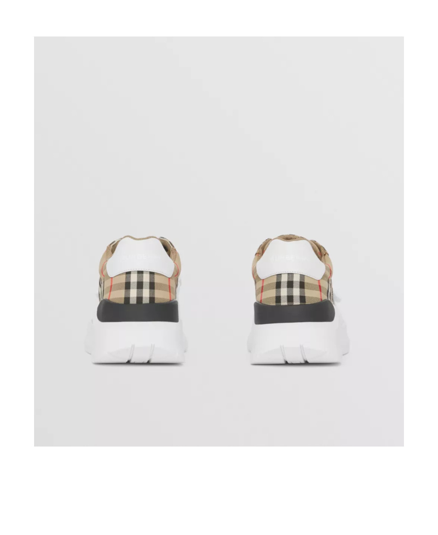 Burberry Vintage Check-pattern Touch-strap Sneakers In White