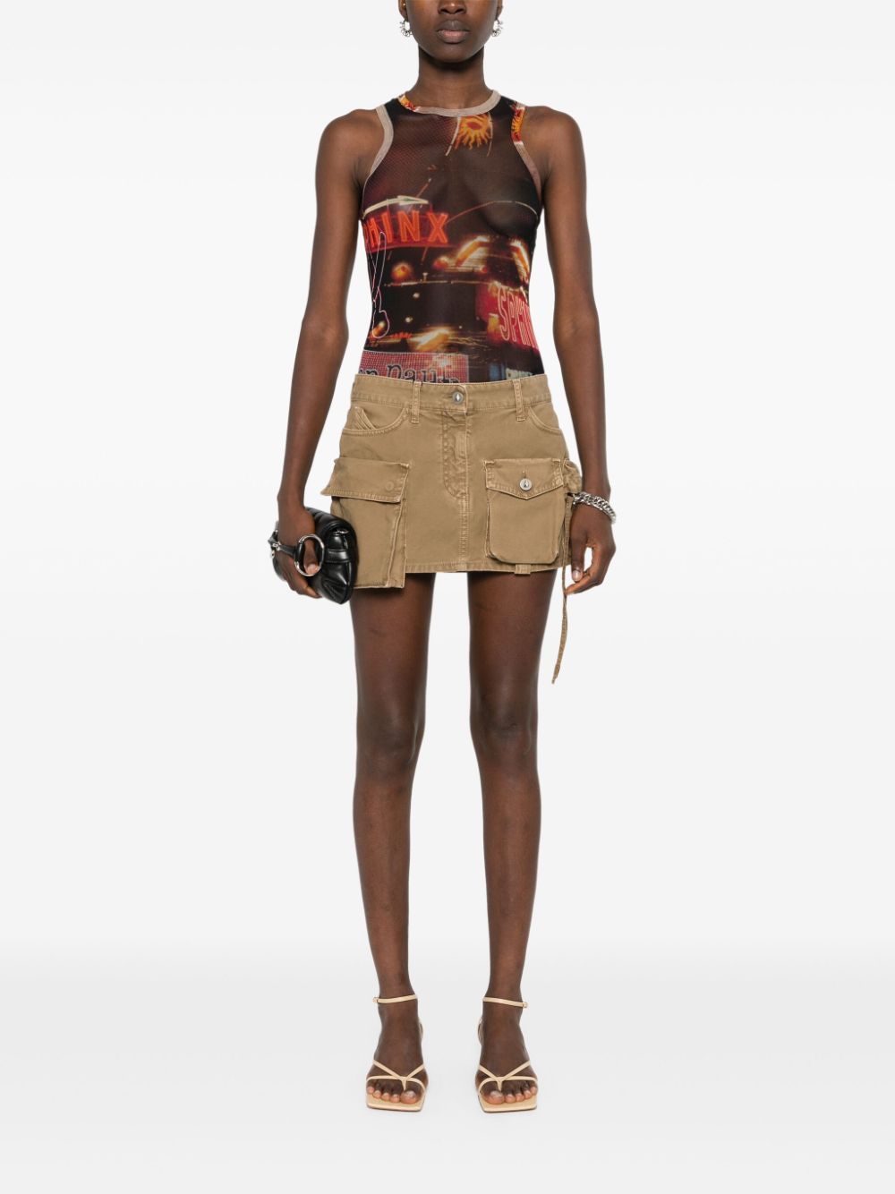 JEAN PAUL GAULTIER PIGALLE-PRINT MESH BODYSUIT 