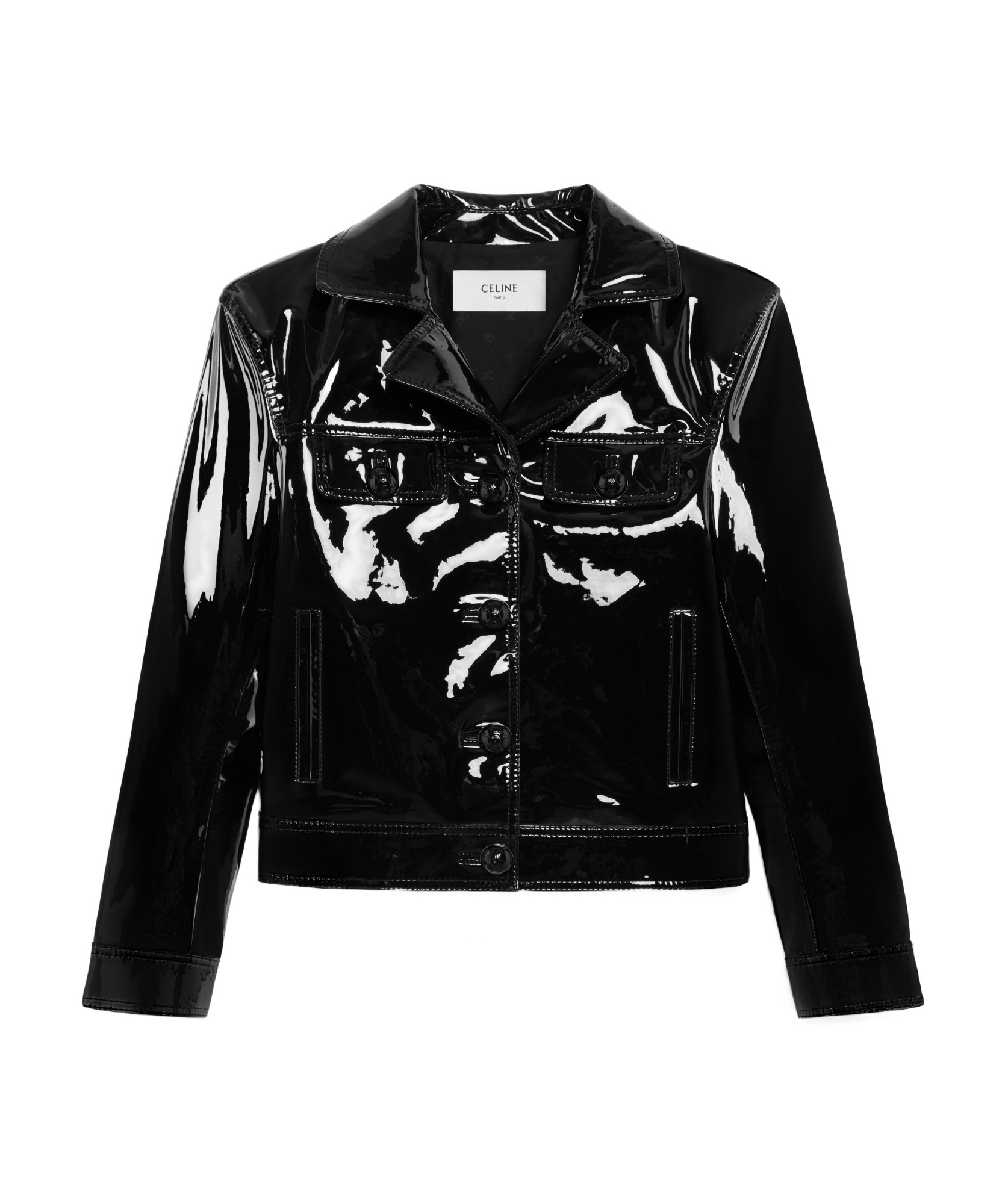 Celine Straight Leather Jacket In Black