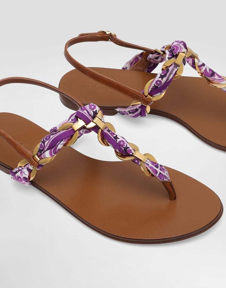 Dolce & Gabbana Dolce Gabbana Majolica Printed Twill Flip-flops