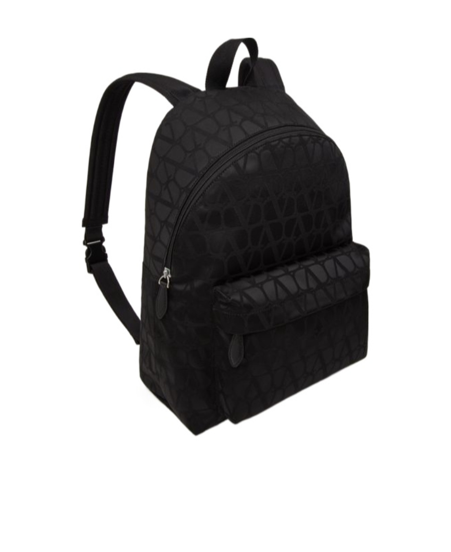 Valentino Iconograph Nylon Backpack With Adjustable Straps In Black