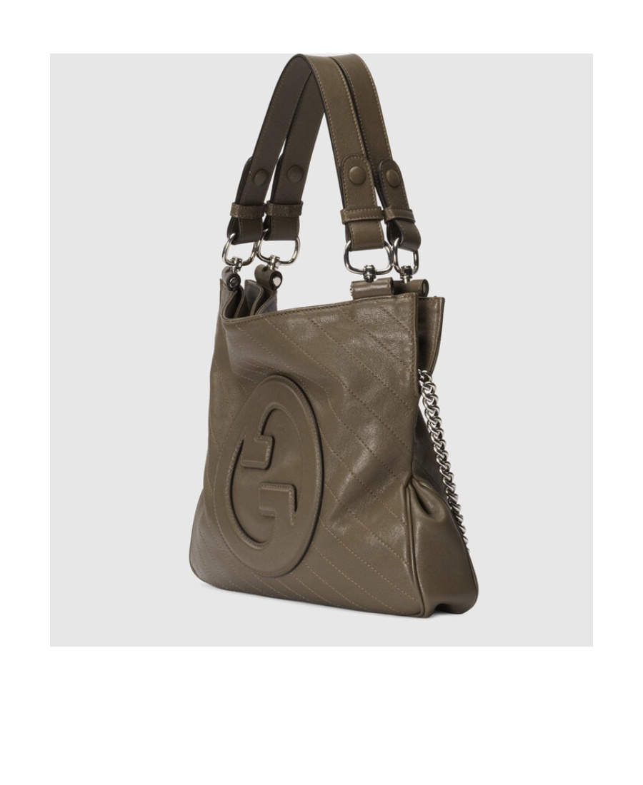 Gucci Dark Brown Blondie Small Shoulder Bag In Green