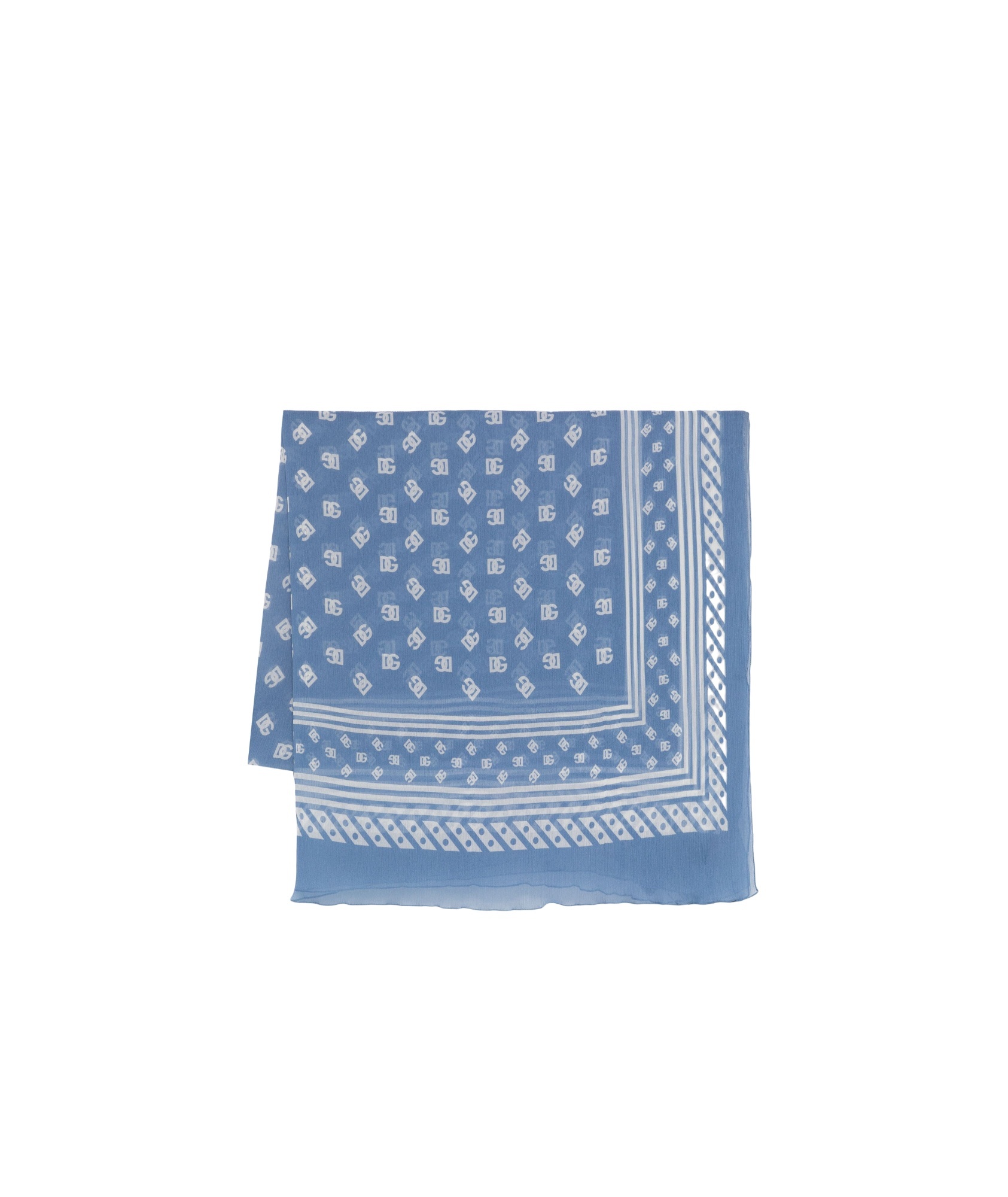 Dolce & Gabbana Dg Logo-print Silk Scarf In Blue