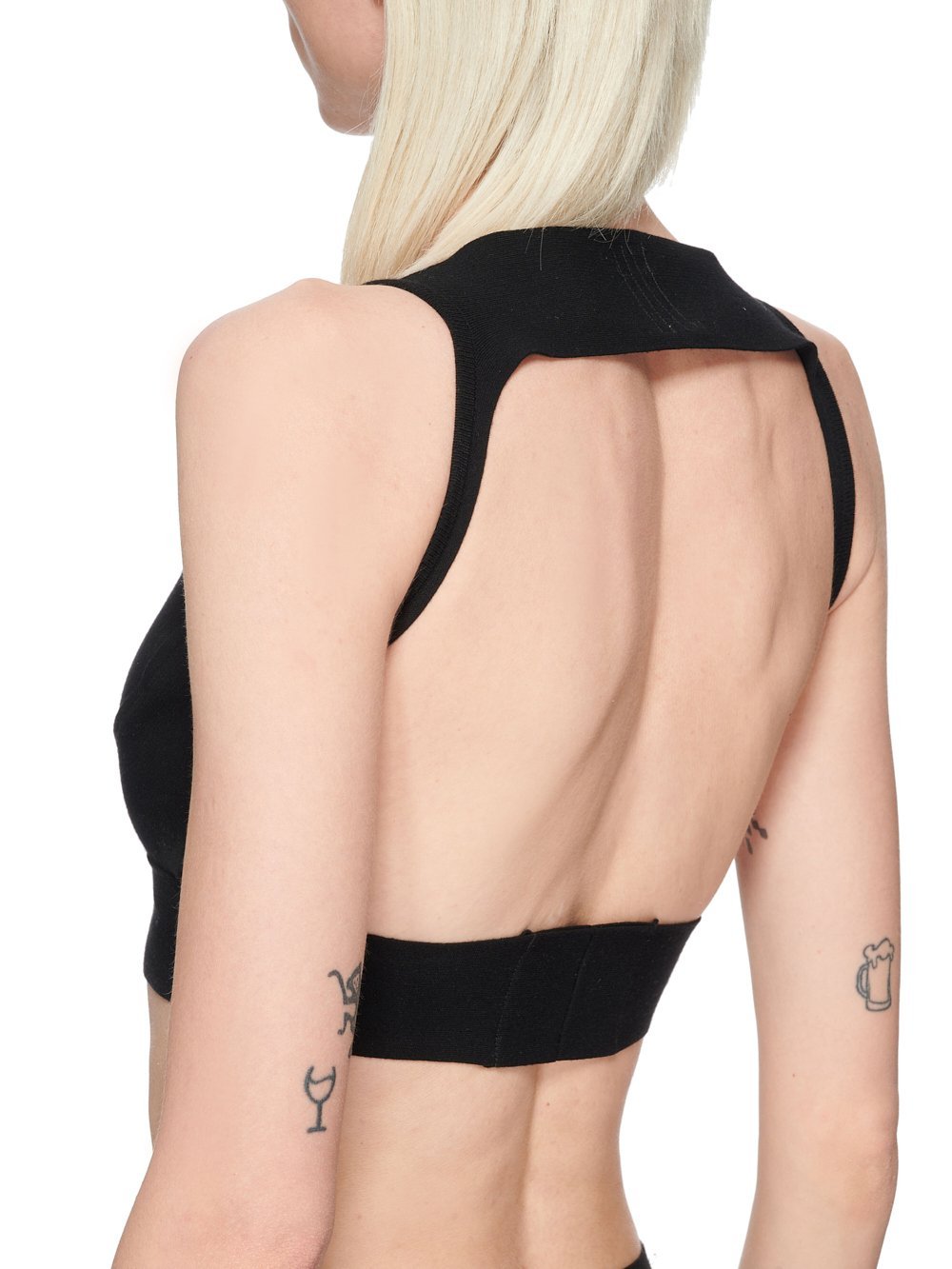 Rick Owens Sling Cut-out V-neck Crop Top In Black