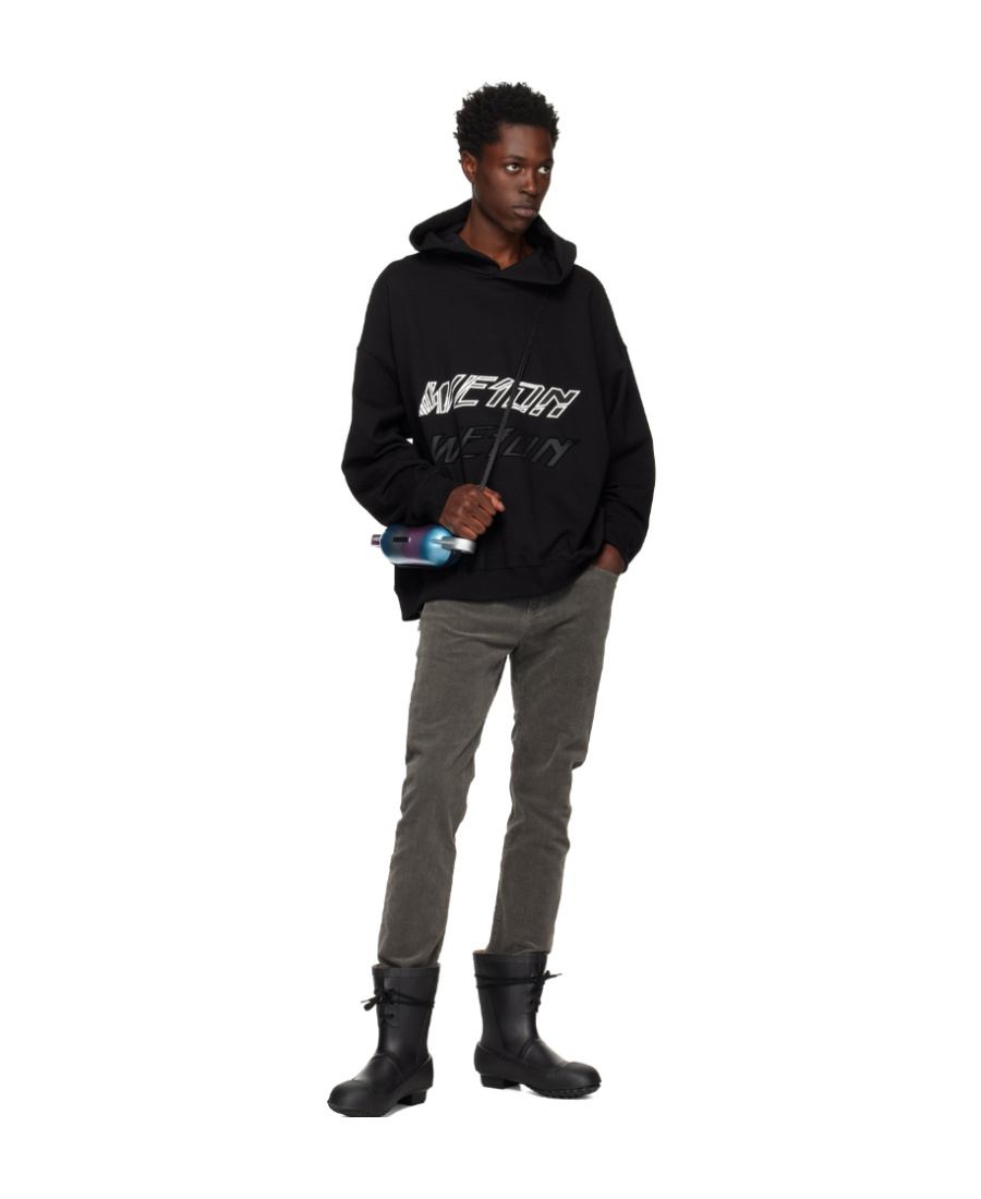 We11 Done Logo Hooded Sweater In Black