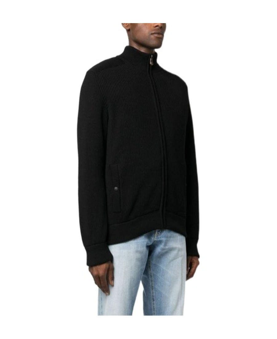 Shop Paul & Shark Zip-fastening Wool Cardigan In Black