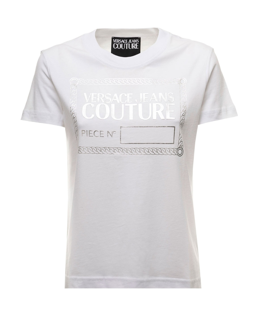 Versace Jeans Piece Number-print Short-sleeve T-shirt In White