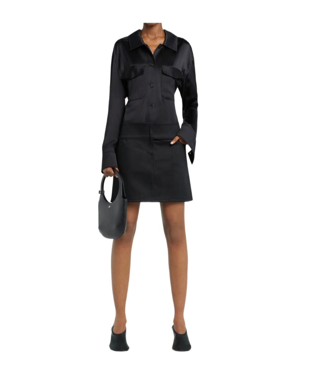 Courrèges Satin Shirt In Black