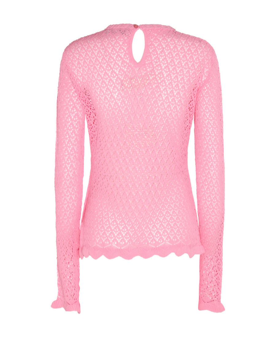 Blumarine Logo-detail Open-knit Top In Pink