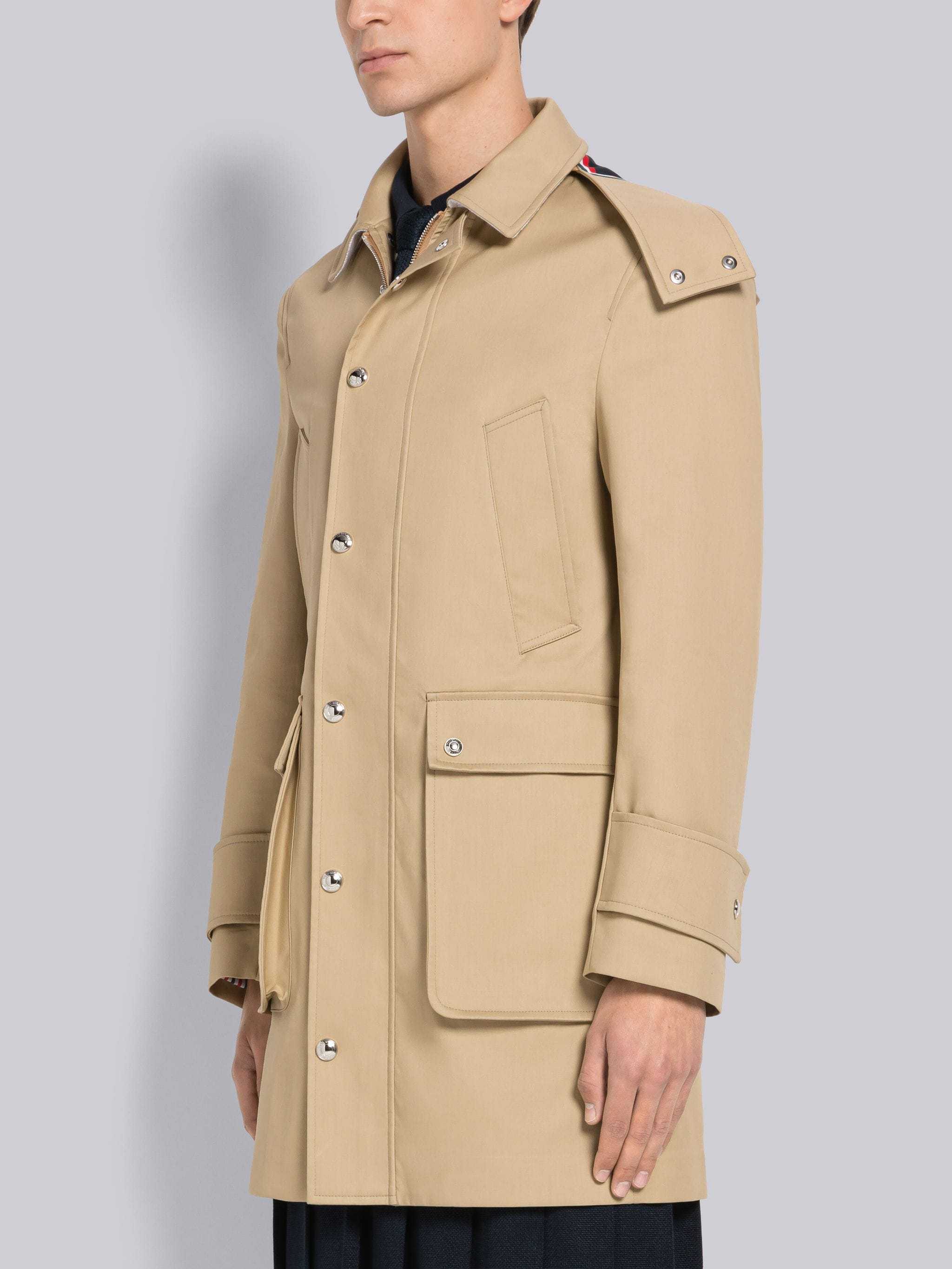 Thom Browne Rwb-stripe Parka Coat In Nude