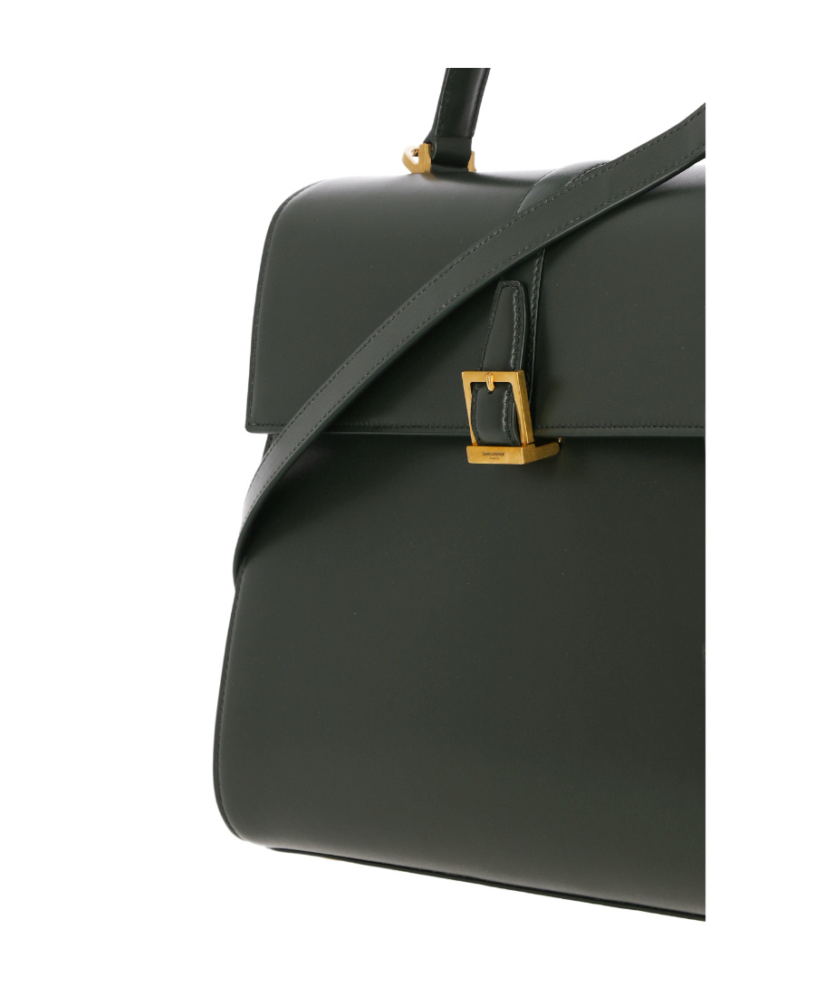 Saint Laurent Medium Fermoir Leather Shoulder Bag In Black