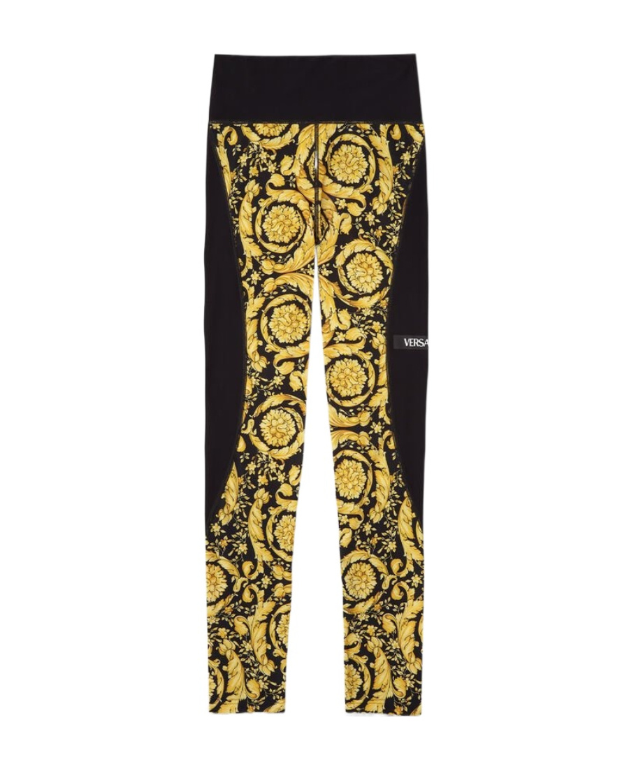 Versace Barocco Print High-waisted Leggings In Black