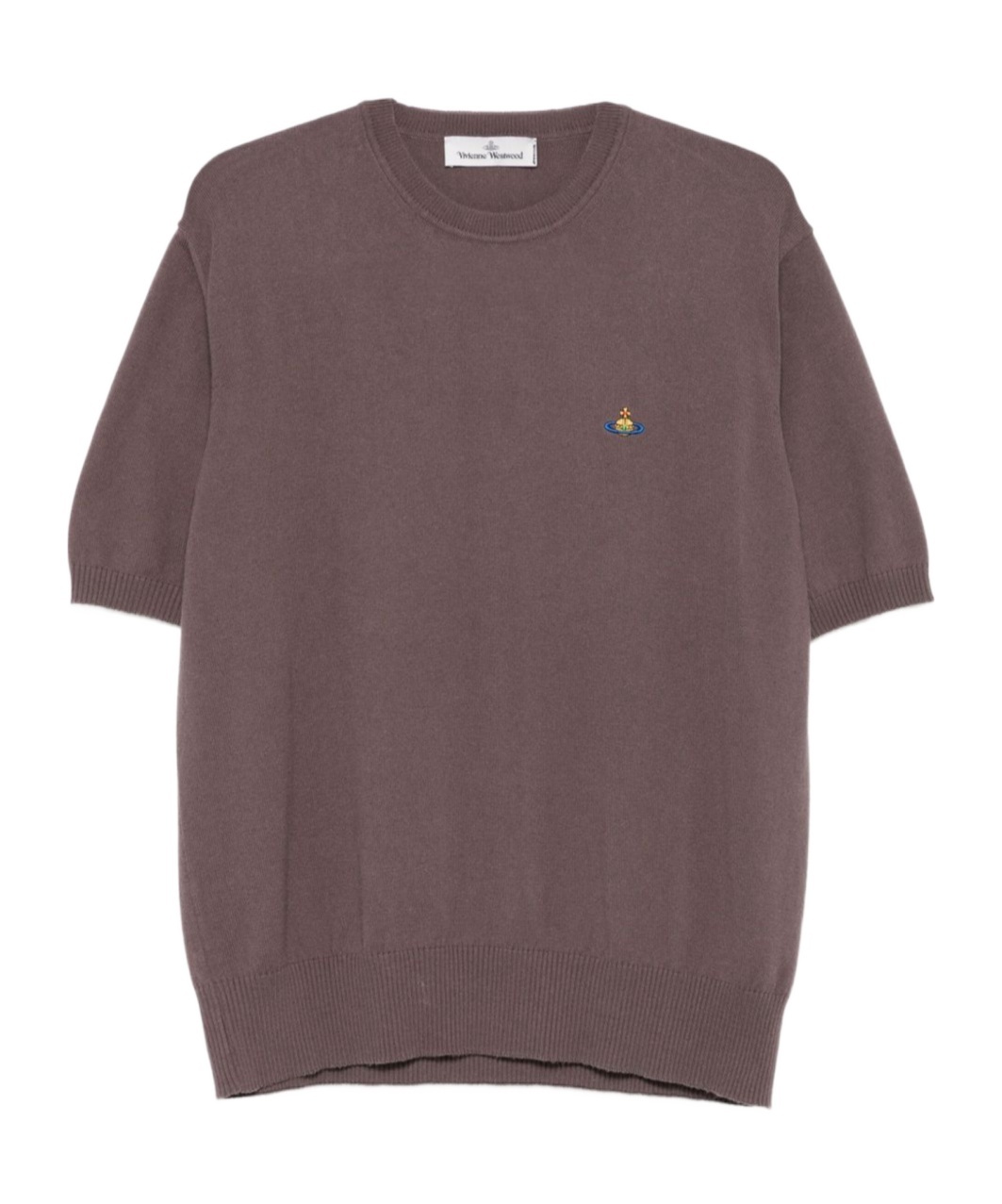 Vivienne Westwood Ribbed Crewneck T-shirt With Short Sleeves In Brown