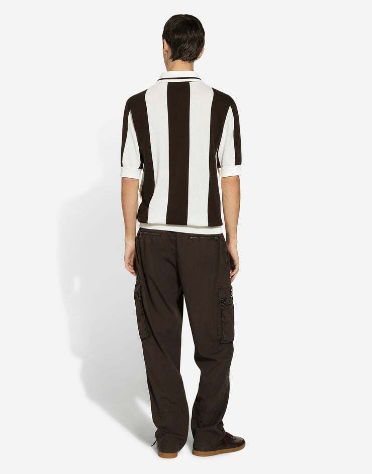 Dolce & Gabbana Black And White Cotton Track Pants In Black
