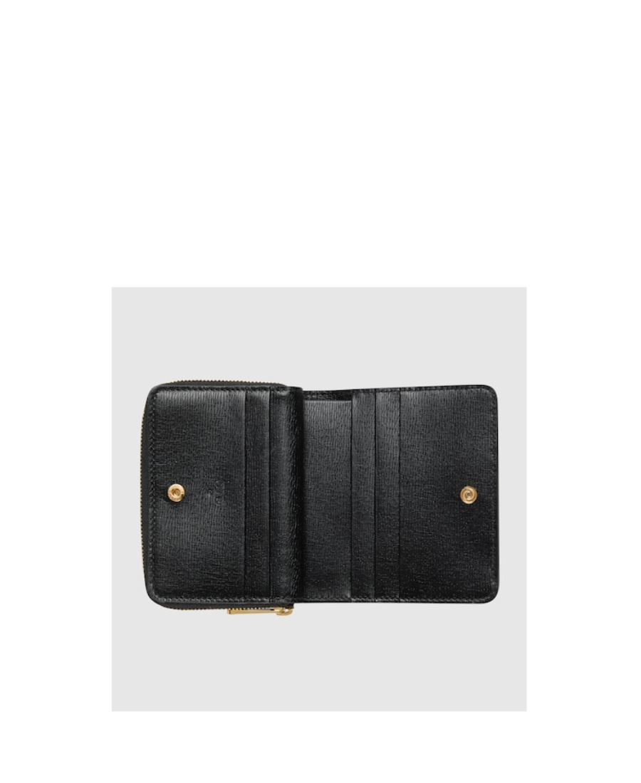 Gucci Mini Logo-script Leather Wallet In Black