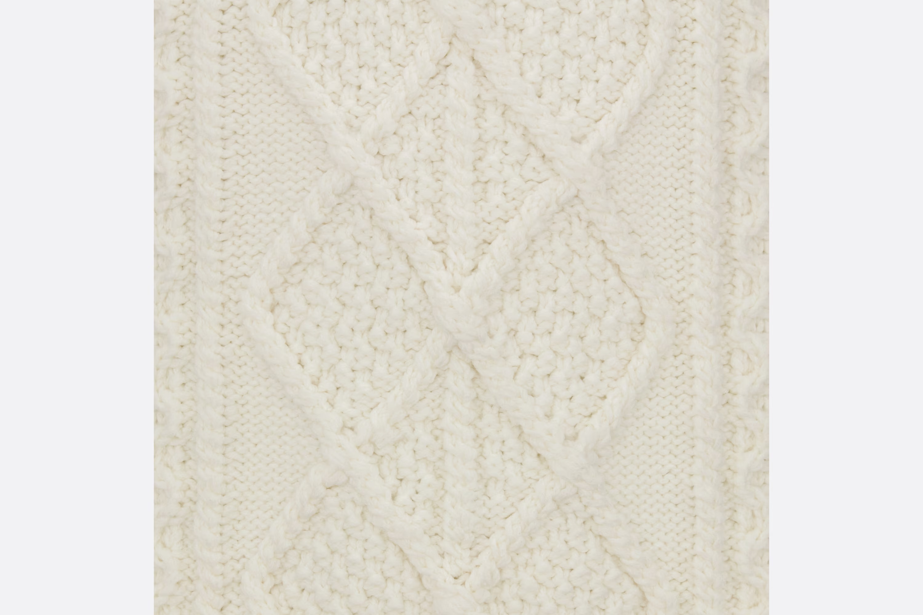 Dior Cable Knit Sweater With Ribbed Finish In White