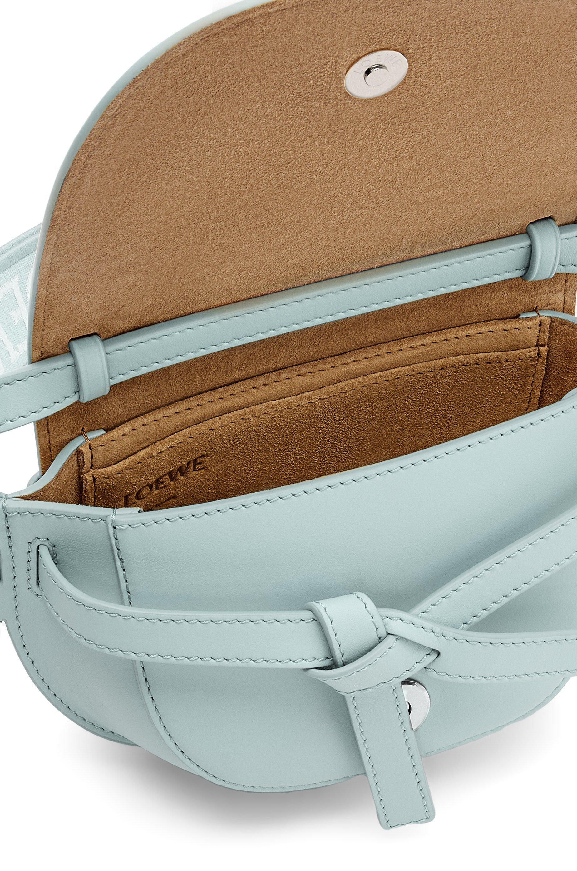 Loewe Mini Gate Dual Bag In Soft Calfskin And Jacquard In Blue
