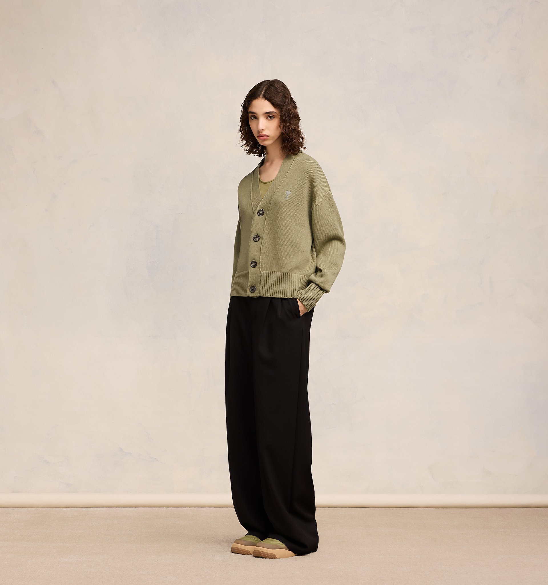 Shop Ami Alexandre Mattiussi Ami De Coeur Cardigan In Nude