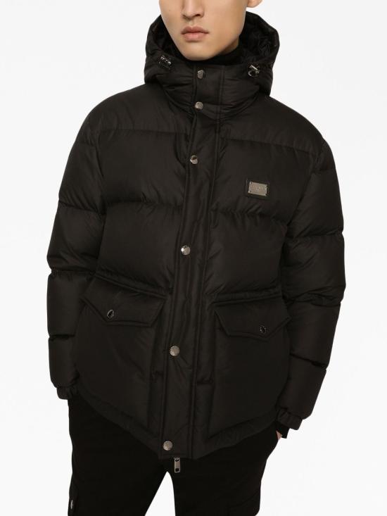 Dolce & Gabbana Puffy Black Coat With High Collar In Black