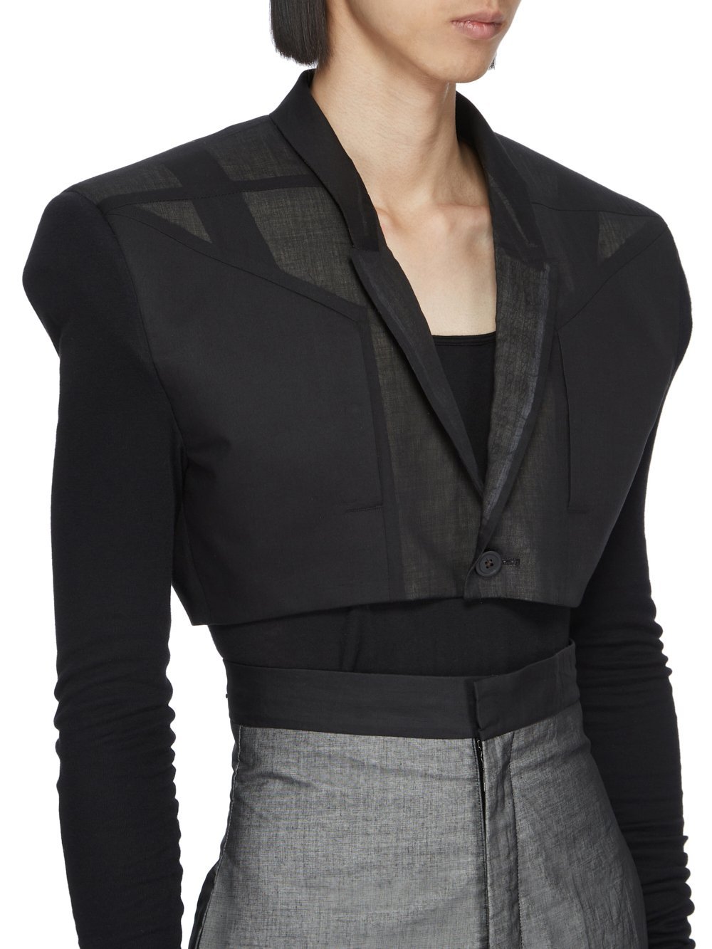 Rick Owens Cobra Micro Tatlin Cropped Blazer In Black