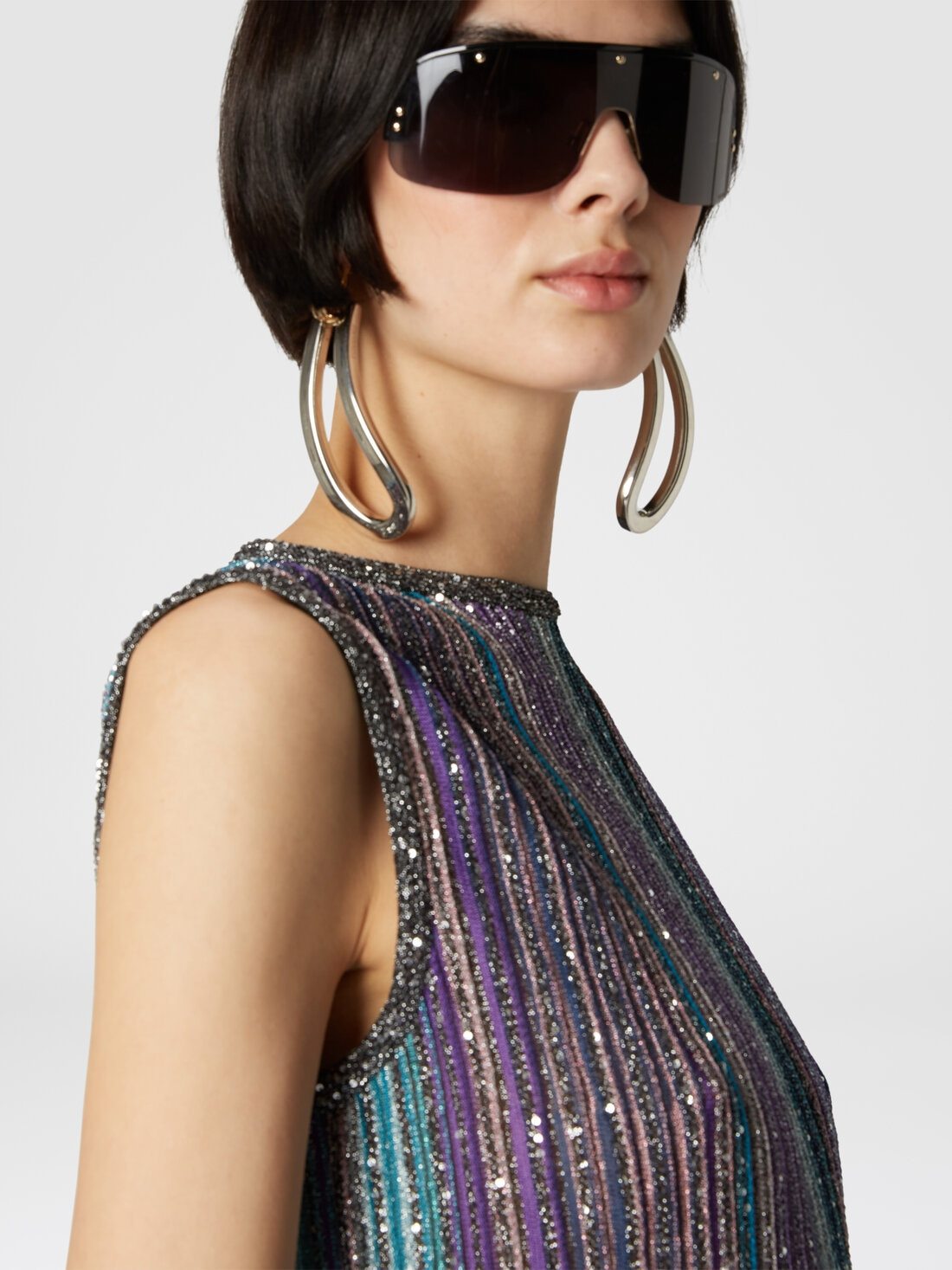 Shop Missoni Sequinned Pleated Top In Gray