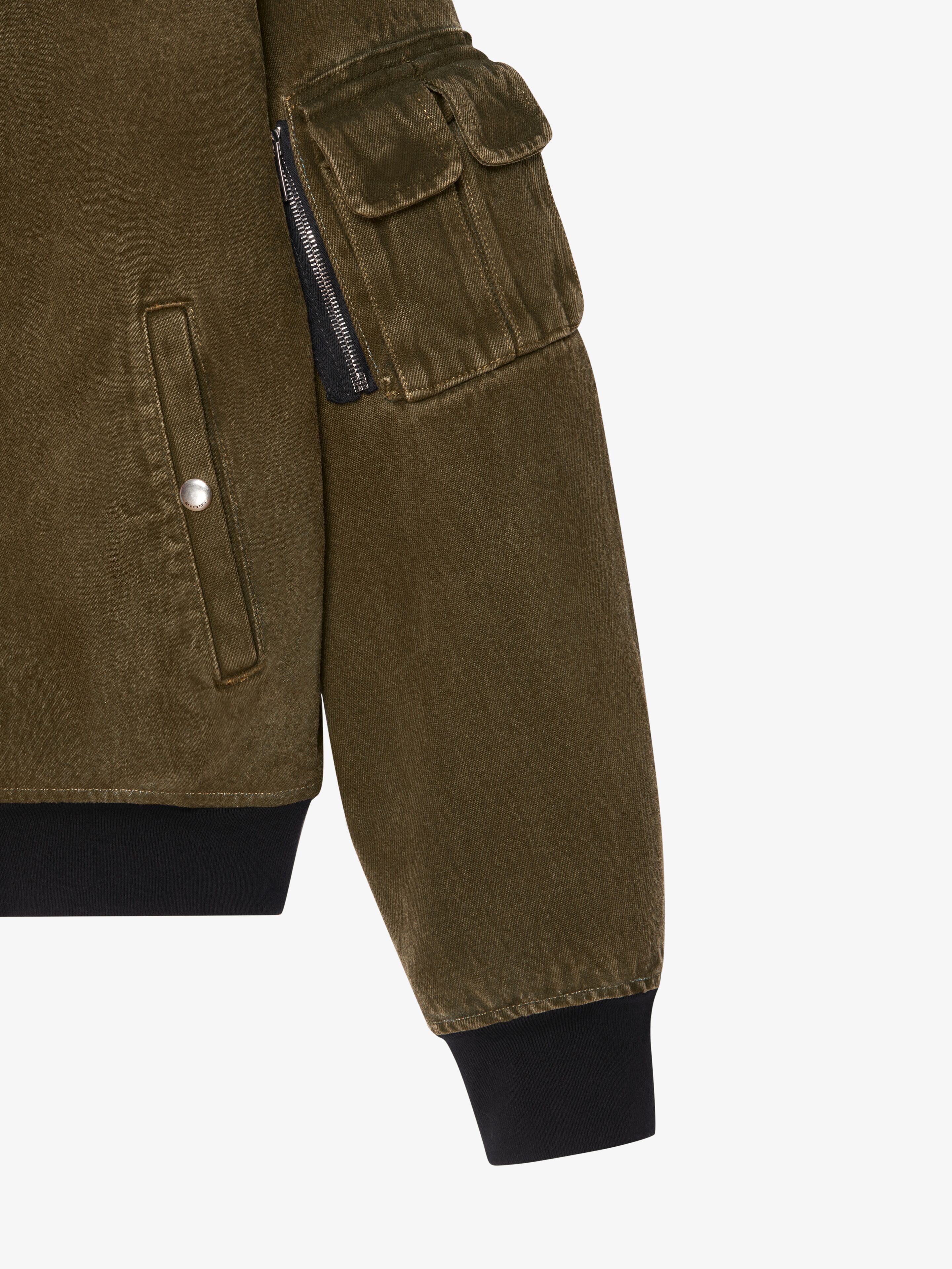 Givenchy Reversible Denim Bomber Jacket In Green
