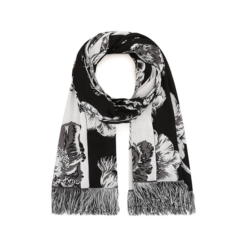 Alexander Mcqueen Floral Scarf In Black