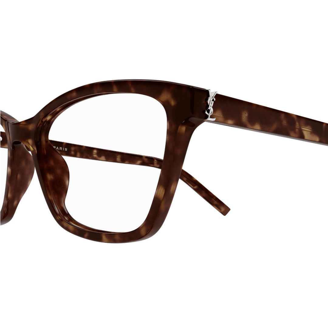 Saint Laurent Logo-plaque Rectangle-frame Glasses In Brown