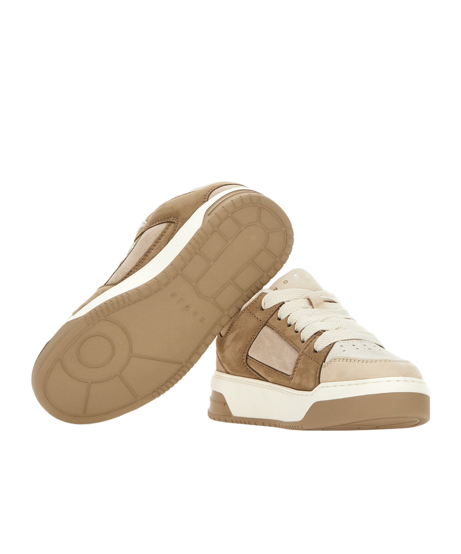 Hogan Brown Platform Lace Up Sneakers In White