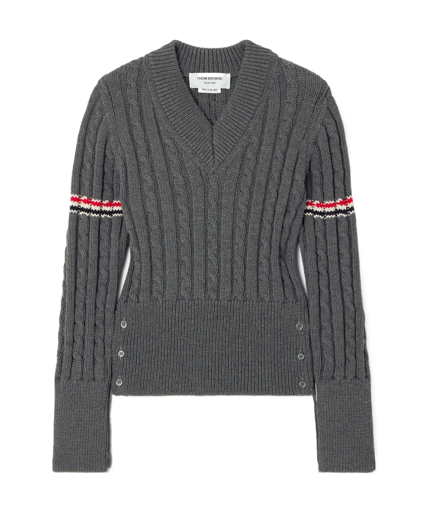 Thom Browne Rwb-stripe Cable-knit Jumper In Black