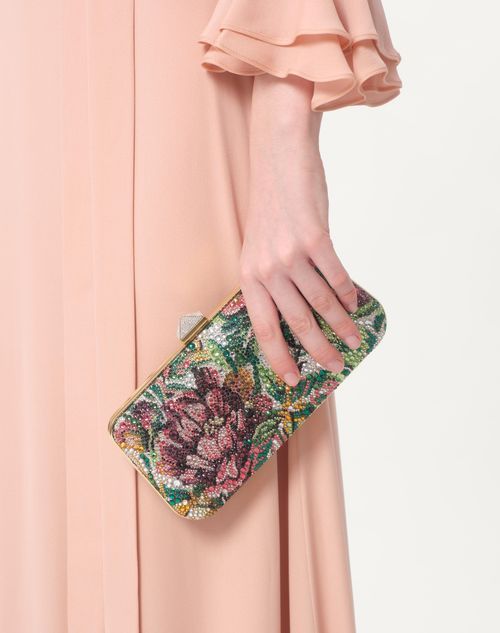 Valentino Besticktes Abendkleid Aus Georgette Frau Rose Mist 38 In Mixed Rose
