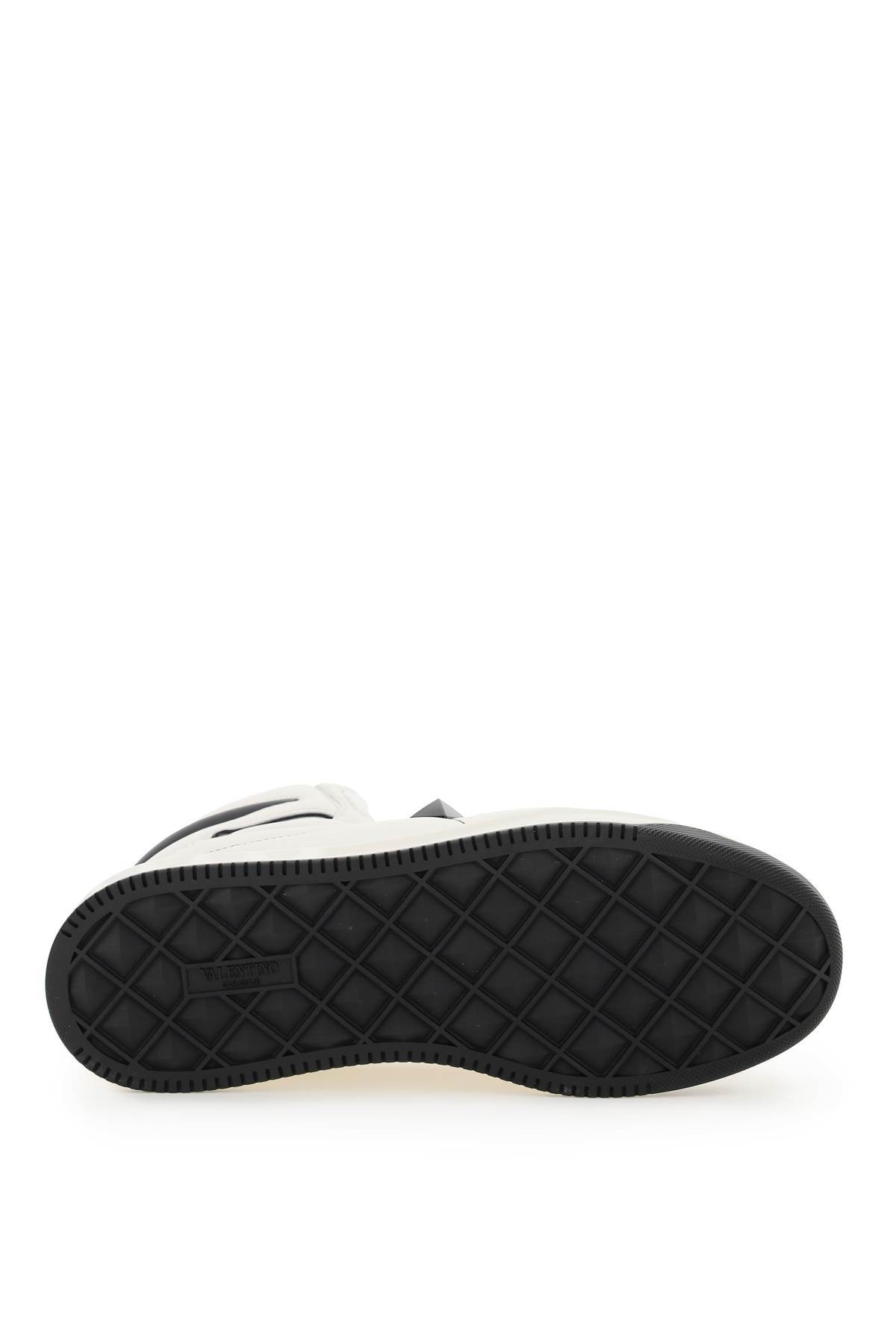 Valentino Rockstud Printed Faux Leather High-top Sneakers In White