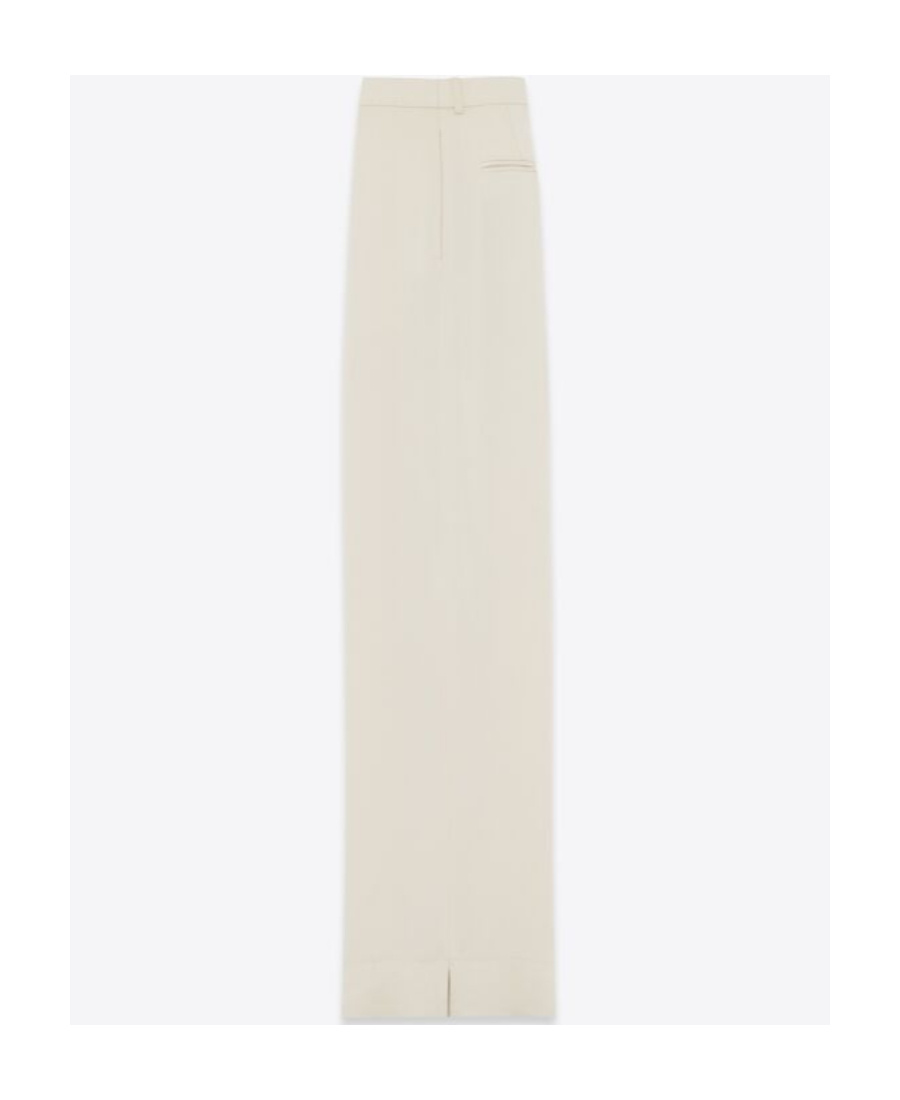 Saint Laurent White Wide Leg Satin Trousers In White