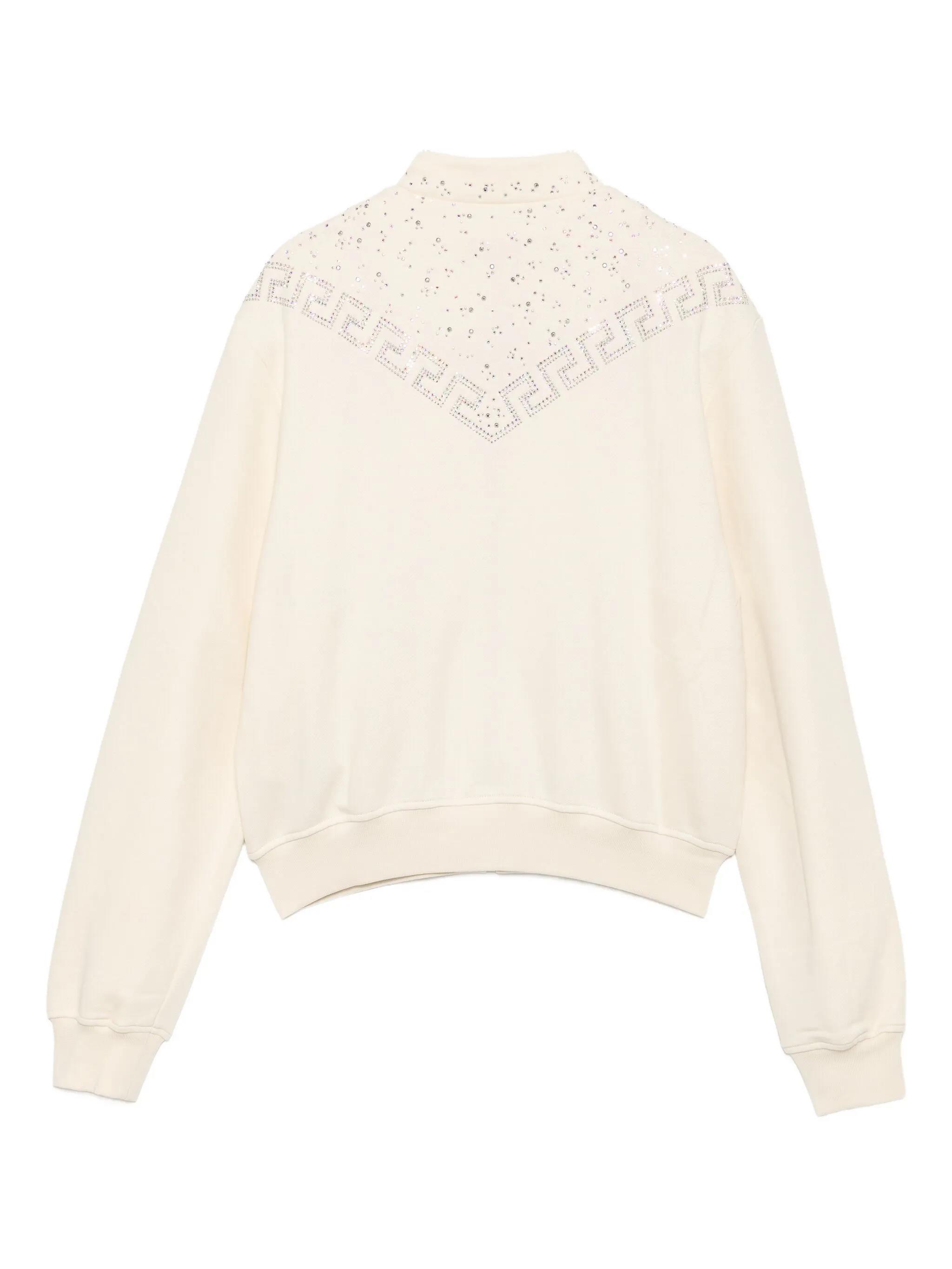 Versace Greca-embroidered Sweatshirt In Neutral