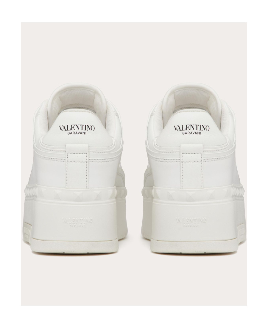 Valentino Freedots Xl Leather Platform Sneakers In White