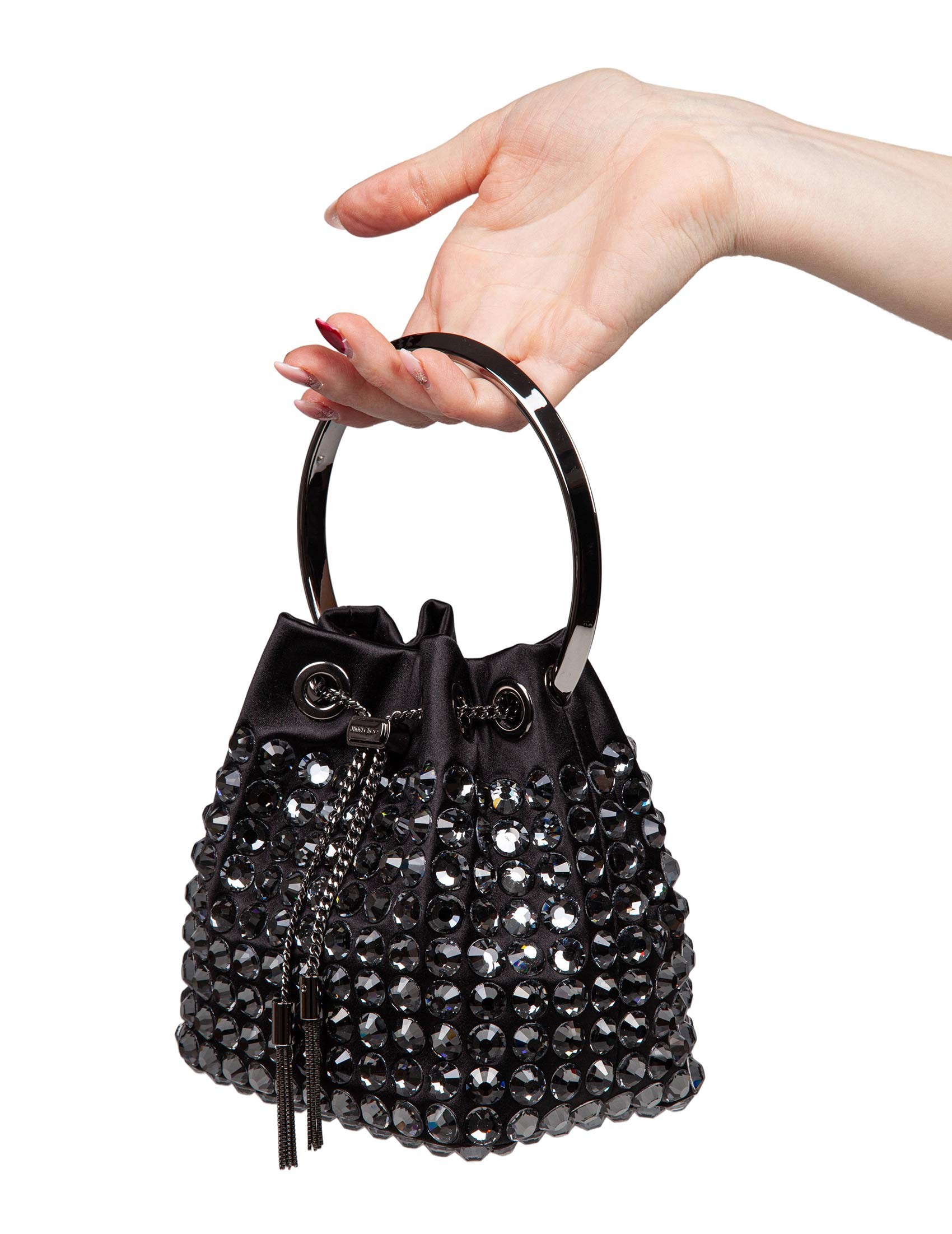 Jimmy Choo Drawstring Handbag In Black