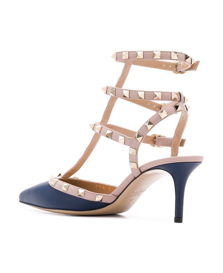 Valentino Pointed Riveted High Heels In Nude