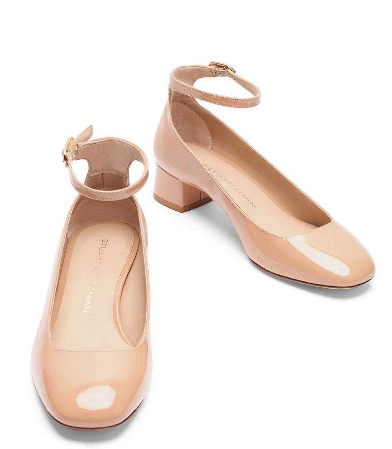 Stuart Weitzman Jane Patent-leather Pumps In Nude
